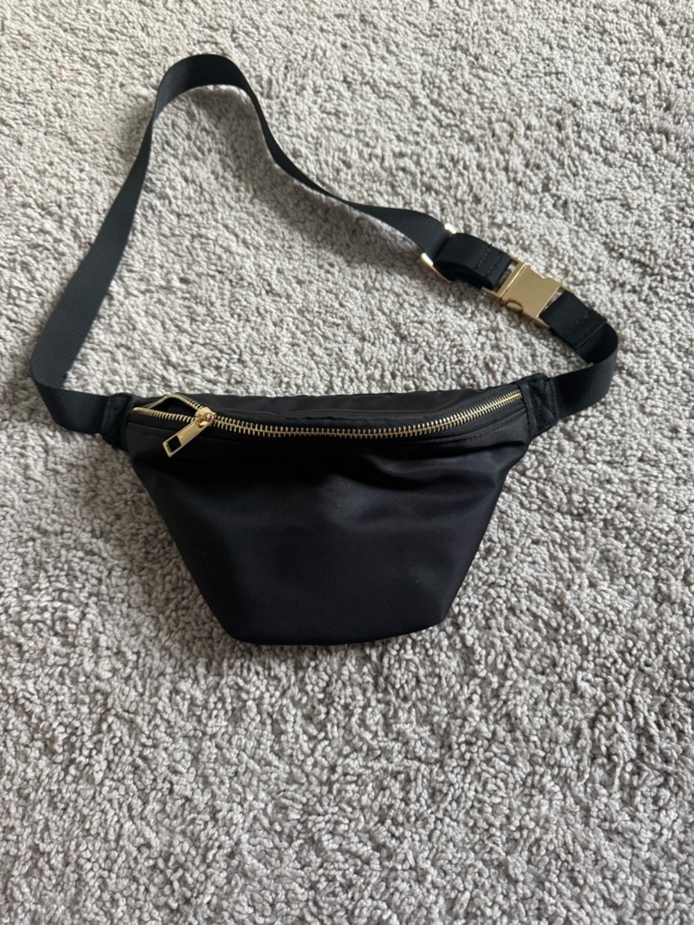 Black Gold-Accent Nylon Belt Bag